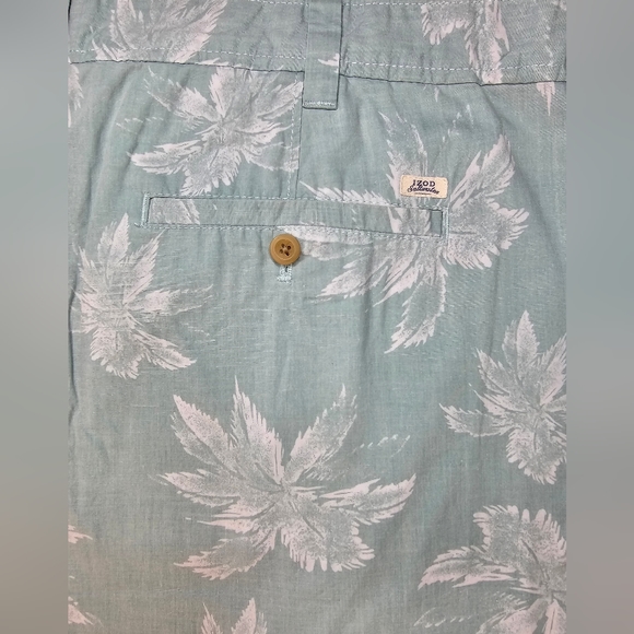 IZOD Saltwater Shorts Aqua Blue Green Tropical Palm Tree Cotton Size 42 - Picture 4 of 4